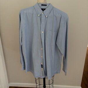 Bill Blass Premium Men's 100% cotton Button Down Blue Long Sleeve Shirt Size L